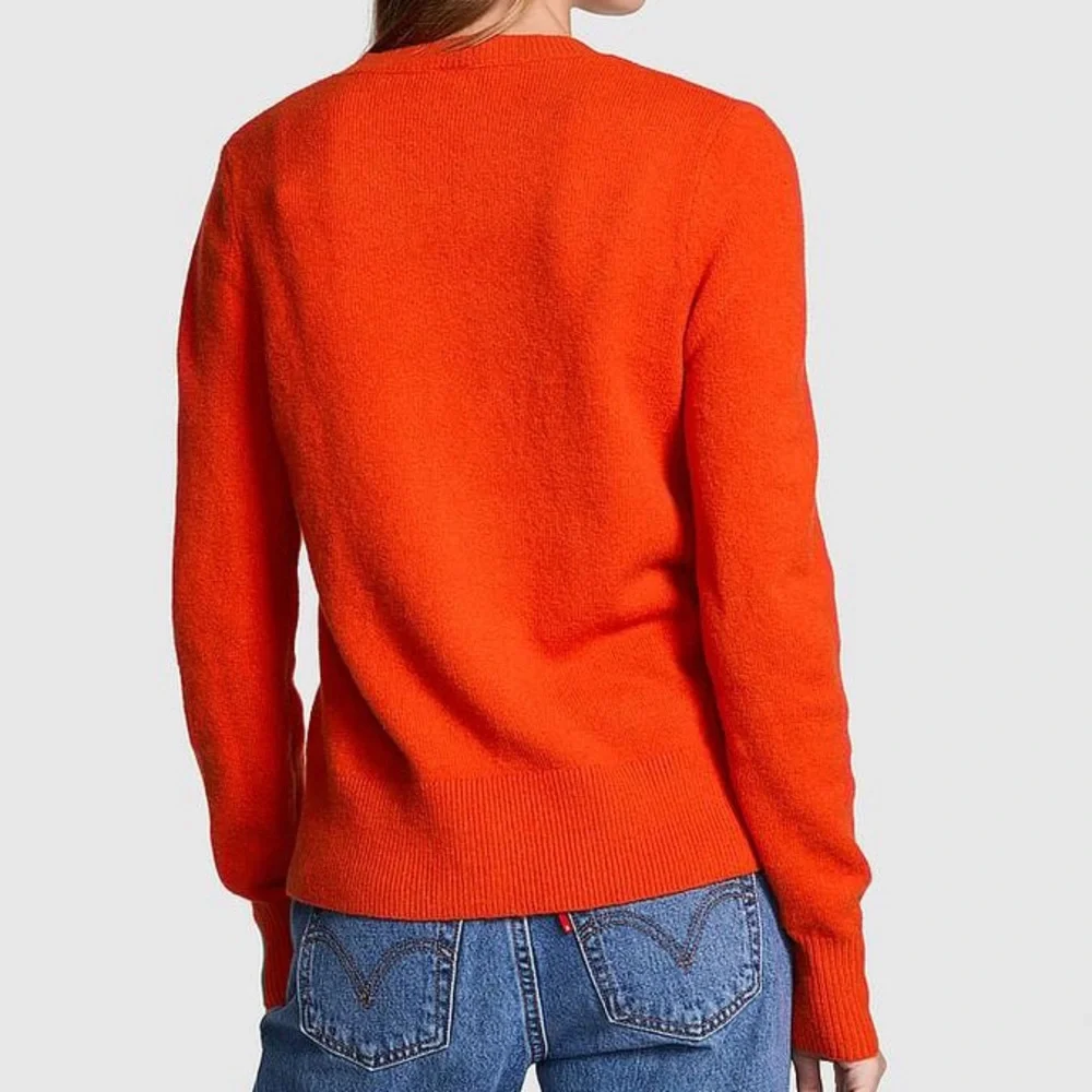 PINK Victoria’s Secret Orange Women’s Collegiate Knit Crewneck Sweater XXL - Picture 3 of 5